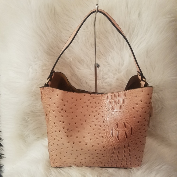 BROWN EMBOSSED HOBO SHOULDER BAG SET - Picture 4 of 7